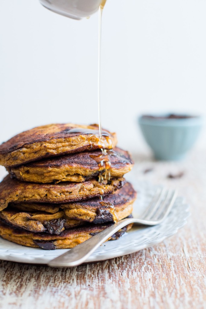 Chocolate Chip Pumpkin Pancakes – Gluten Free / seeandsavour.com