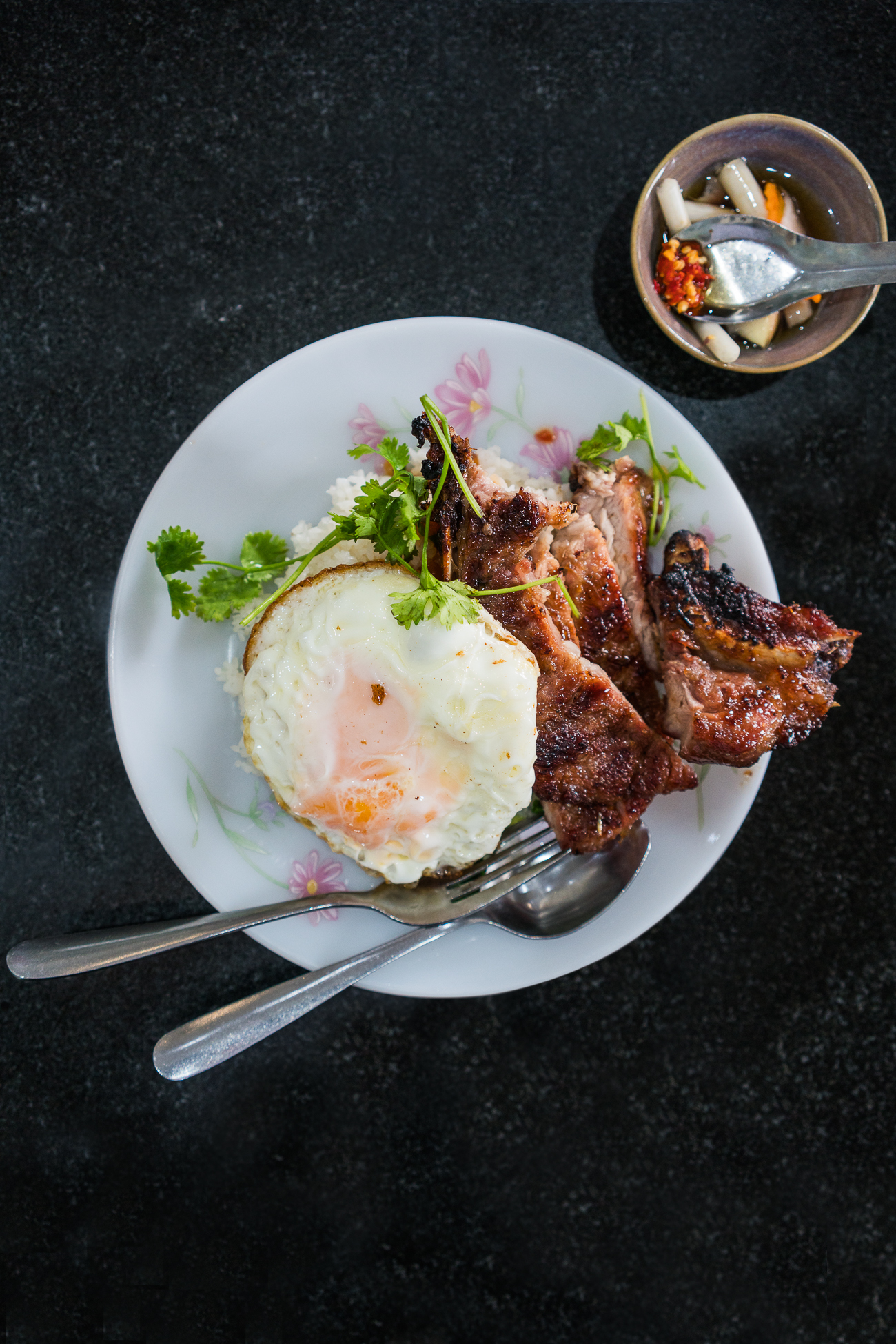 Pork Chop, Eggs on Broken Rice - Saigon, Vietnam / See and Savour
