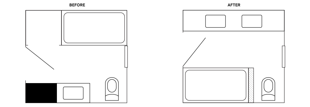 Bathroom Layout Before and After / See and Savour